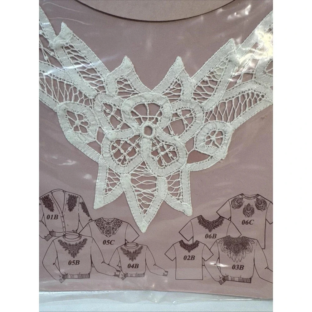 VTG Cotton Battenberg Lace Inset applique patch 90s‎ apparel